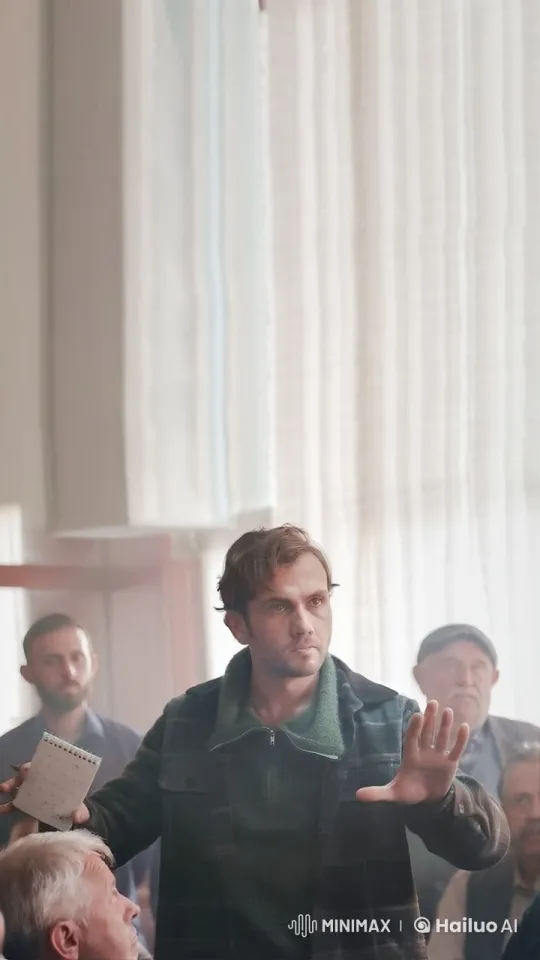 Man Smoking Amidst Serious Discussion in Softly Lit Room – AI Generated Video | Hailuo AI