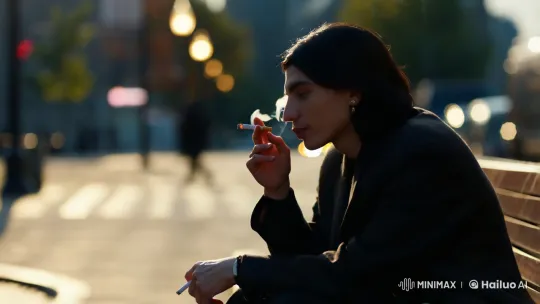 Contemplative Figure on Urban Bench – AI Generated Video | Hailuo AI
