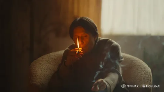 Contemplative Figure in Intimate, Smoky Room – AI Generated Video | Hailuo AI