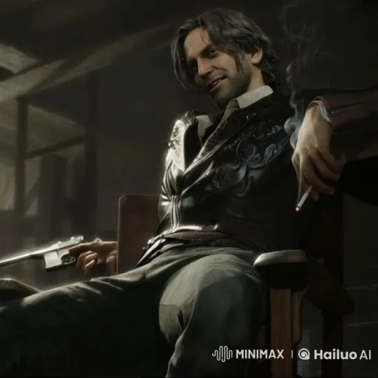 Mysterious Individual in a Rustic Room with a Revolver – AI Generated Video | Hailuo AI