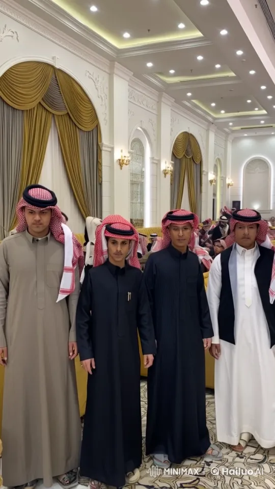 Traditional Men in Elegant Hall with Realistic Gestures – AI Generated Video | Hailuo AI