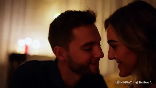 Romantic Couple's Kiss Captured in Intimate Lighting – AI Generated Video | Hailuo AI