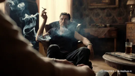 Mysterious Man in Intimate, Artistic Smoky Room – AI Generated Video | Hailuo AI