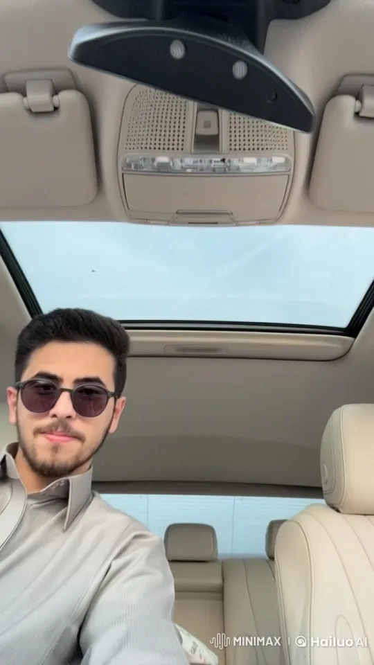 Man Smoking in Beige Car with Sunroof – AI Generated Video | Hailuo AI