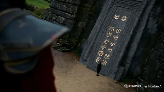 Solitary Figure at Enigmatic Stone Gate – AI Generated Video | Hailuo AI