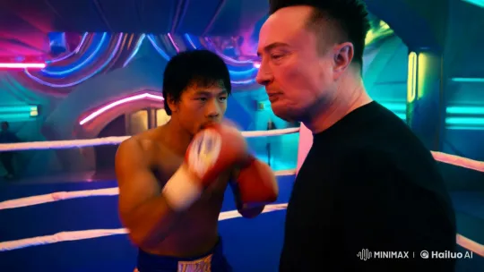 Manny Pacquiao and Elon Musk in Futuristic Boxing Scene – AI Generated Video | Hailuo AI