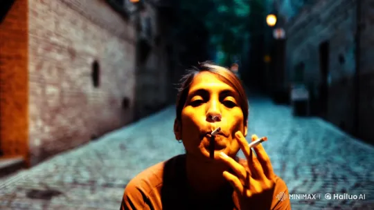 Contemplative Person Smoking in Urban Alleyway – AI Generated Video | Hailuo AI