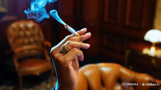 Elegant Hand With Cigarette in Vintage Setting – AI Generated Video | Hailuo AI