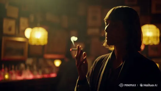 Intimate Bar Scene with Contemplative Smoker – AI Generated Video | Hailuo AI