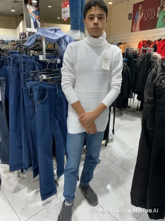 Man Smoking in Clothing Store Amid Shopping Activity – AI Generated Video | Hailuo AI