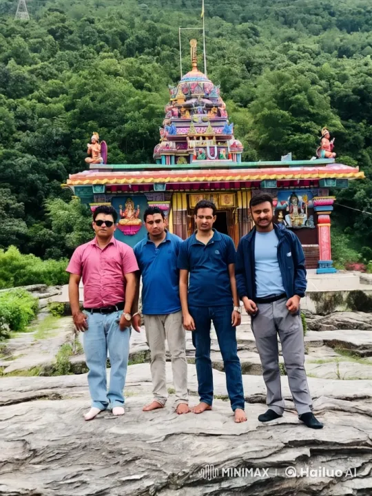 Men Frolic in Front of Colorful Temple – AI Generated Video | Hailuo AI