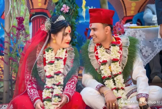 Traditional Wedding Celebration with Joyful Bride and Groom – AI Generated Video | Hailuo AI