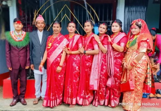 Traditional Attire Group Engages in Playful Mock Fight – AI Generated Video | Hailuo AI