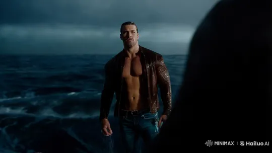 Aesthetic Film Clip: Handsome Man Emerges from the Ocean – AI Generated Video | Hailuo AI