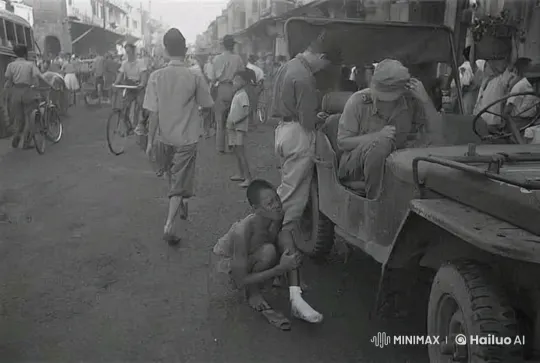 Busy Street Scene: Soldier, Local Interaction Amidst Daily Life – AI Generated Video | Hailuo AI
