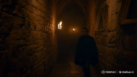 Gothic Corridor: Tense Encounter with a Monster – AI Generated Video | Hailuo AI