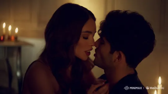 Intimate Kiss Captured in Softly Lit Room – AI Generated Video | Hailuo AI