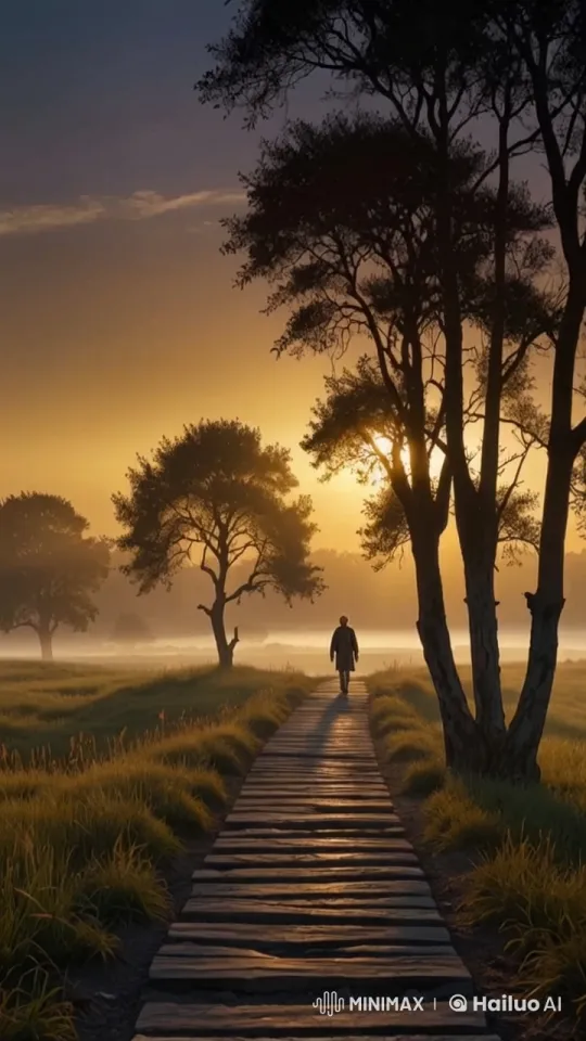 Tranquil Sunset Walk in Countryside Setting – AI Generated Video | Hailuo AI