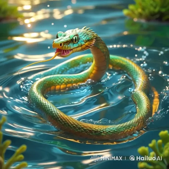 Playful Dragon Snake Glides Through Luminous Waters – AI Generated Video | Hailuo AI