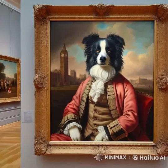 Distinguished Dog in Dynamic Historical Painting – AI Generated Video | Hailuo AI
