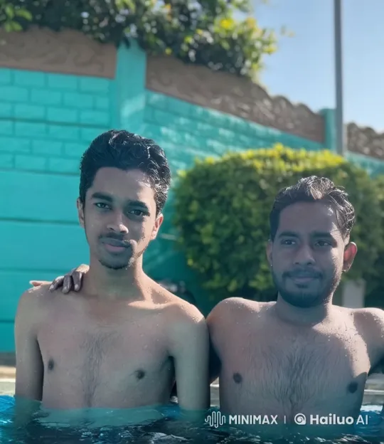 Two Men Share Intimate Moment in Swimming Pool – AI Generated Video | Hailuo AI