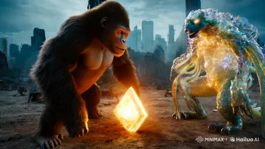 Dystopian Clash: Ape, Monster, and Superman in Epic Battle – AI Generated Video | Hailuo AI