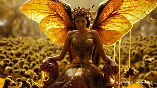 Regal Bee Woman on a Honeyed Throne – AI Generated Video | Hailuo AI
