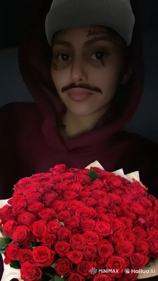 Individual Smoking with Roses Amidst Dim Light – AI Generated Video | Hailuo AI