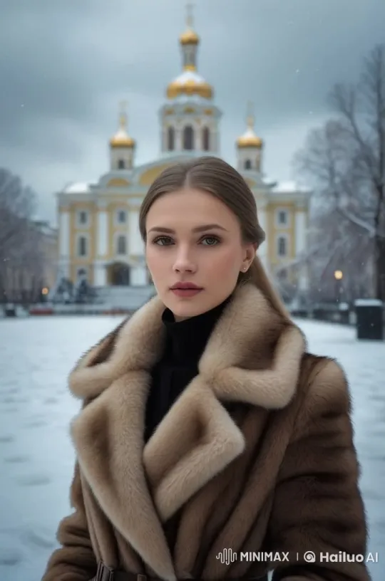 Woman in Fur Coat Observes Winter's Serenity – AI Generated Video | Hailuo AI
