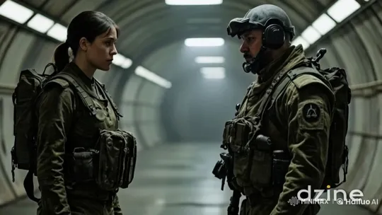 Two Soldiers Face Off in Tense Tunnel Scene – AI Generated Video | Hailuo AI