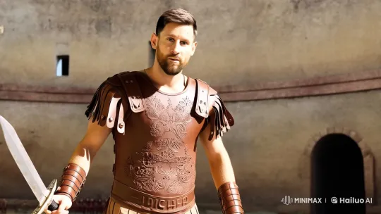 Lionel Messi Battles Monster in Ancient Roman Arena – AI Generated Video | Hailuo AI
