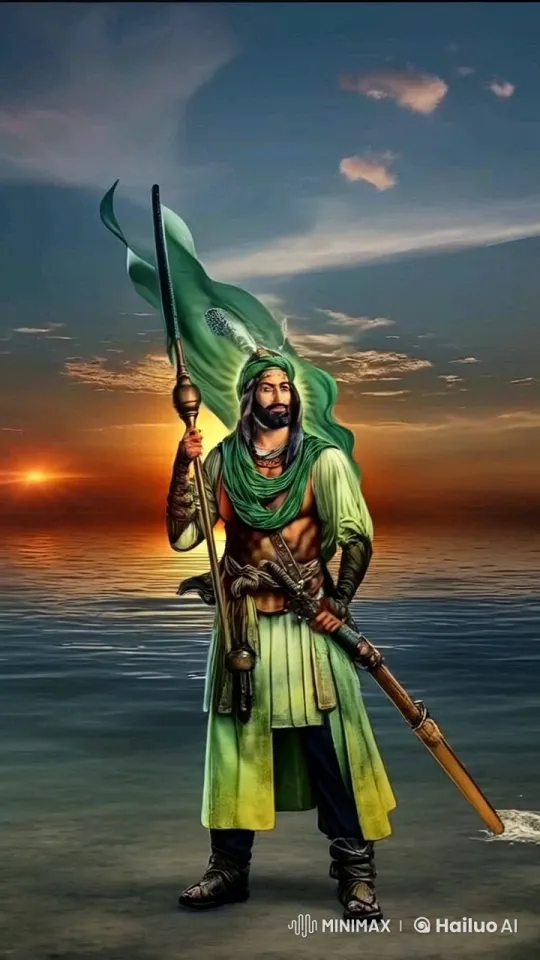 Imam Abbas Drinks from Vessel at Sunset – AI Generated Video | Hailuo AI