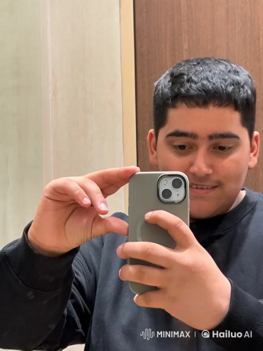 Man Smoking in Mirror Selfie with Wooden Background – AI Generated Video | Hailuo AI