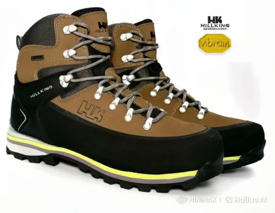 Hillkins Hiking Boots Durability and Comfort Displayed in Mountain Scenery – AI Generated Video | Hailuo AI
