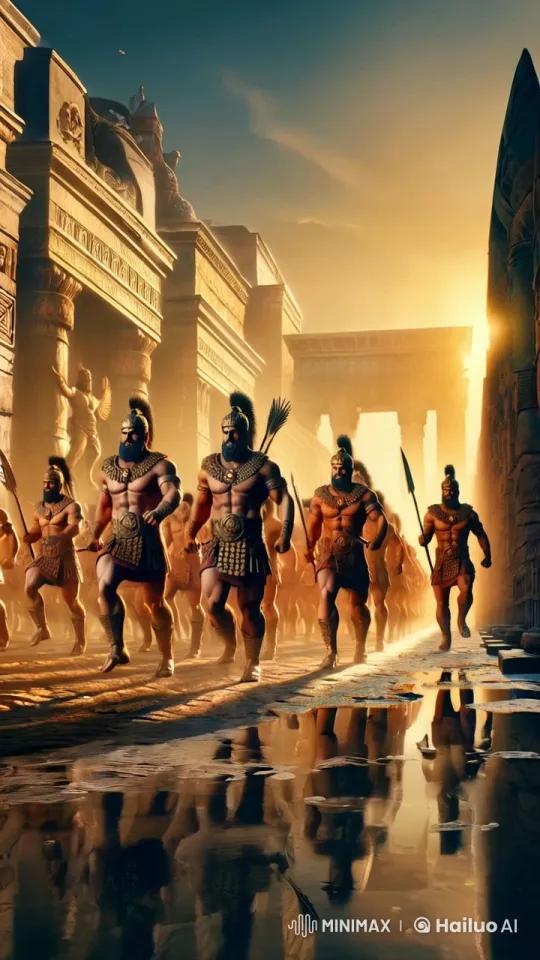 Ancient Warriors March Through Stone Corridor – AI Generated Video | Hailuo AI
