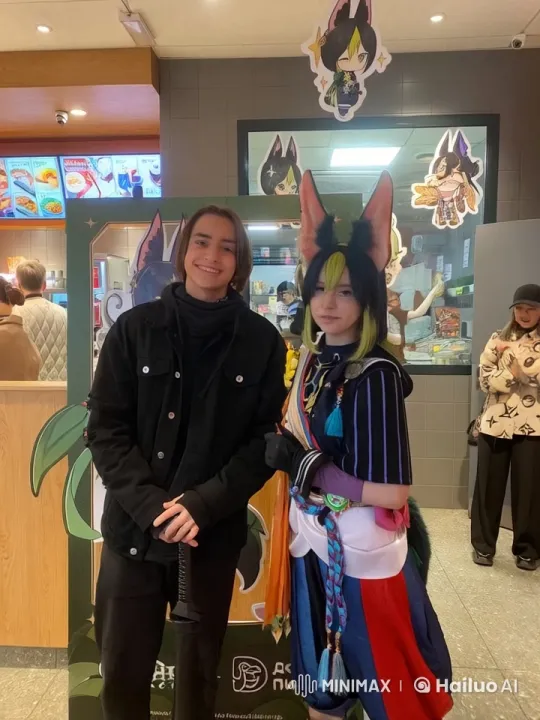 Boy Celebrates Goal in Cosplay-Decorated Diner – AI Generated Video | Hailuo AI