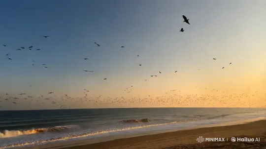 Morning Serenity: Beach and Sky at Dawn – AI Generated Video | Hailuo AI