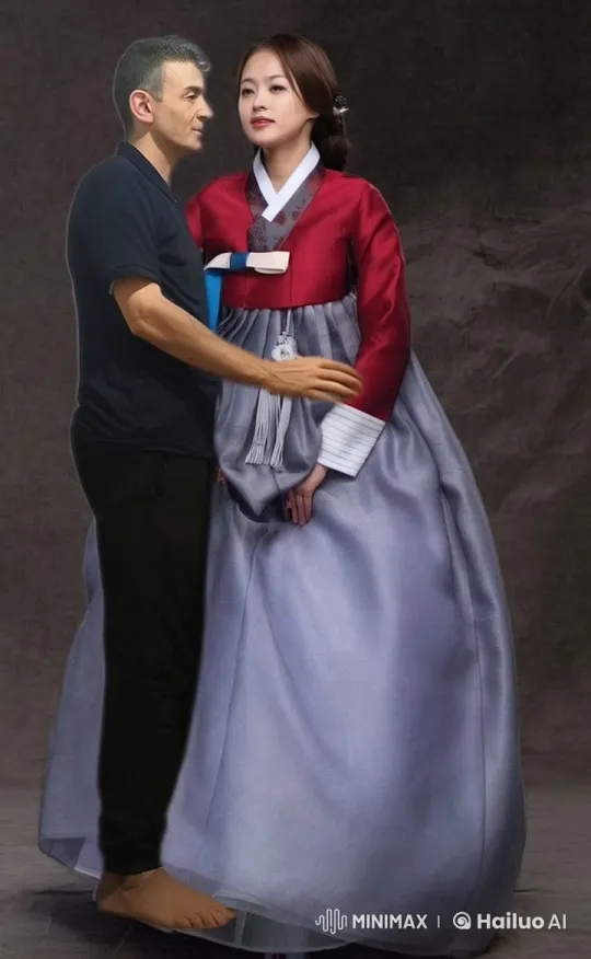 Couple Embraces in Dynamic Live2D Hanbok Animation – AI Generated Video | Hailuo AI