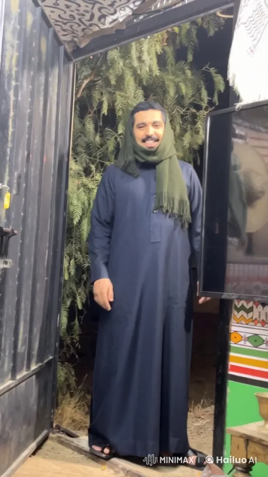 Man Smoking Calmly in Traditional Attire at Doorway – AI Generated Video | Hailuo AI