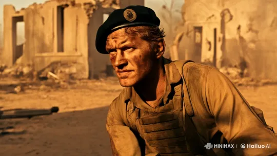 Rugged Man Navigates Desolate War Zone – AI Generated Video | Hailuo AI