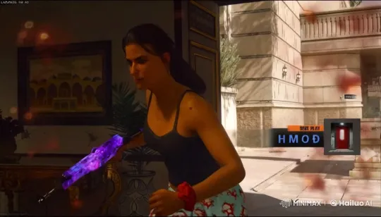 Young Woman With Weapon in Contrasting Light Scene – AI Generated Video | Hailuo AI
