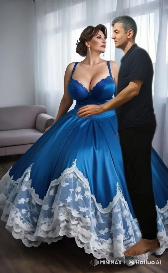Intimate Affection: Elegant Woman and Gentleman in Blue Dress – AI Generated Video | Hailuo AI