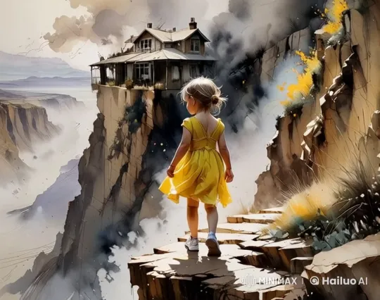Young Girl Transforms into Eagle, Soars from Cliff – AI Generated Video | Hailuo AI