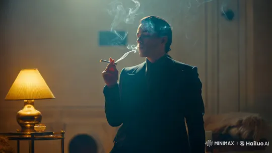 Intimate Slow-Motion Scene with Smoking Protagonist – AI Generated Video | Hailuo AI