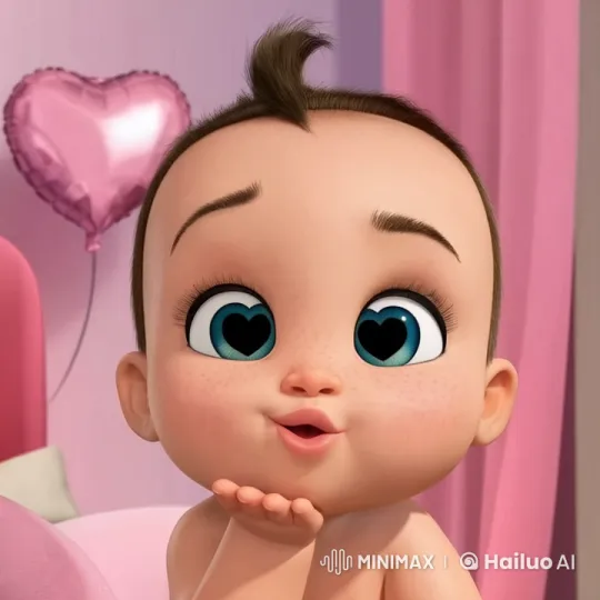 Animated Baby's Sweet Love in Pink Heart Room – AI Generated Video | Hailuo AI