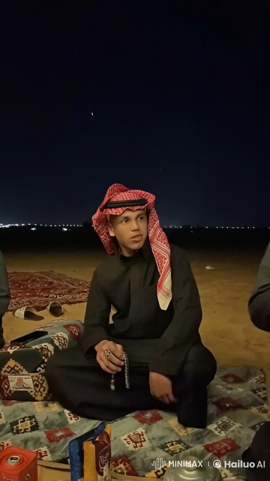 Man Prays and Smokes in Desert Night – AI Generated Video | Hailuo AI