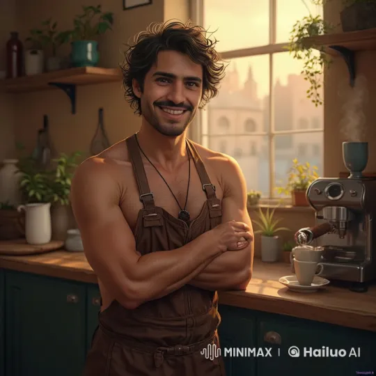 Barista Cheers with Espresso in Cozy Kitchen – AI Generated Video | Hailuo AI