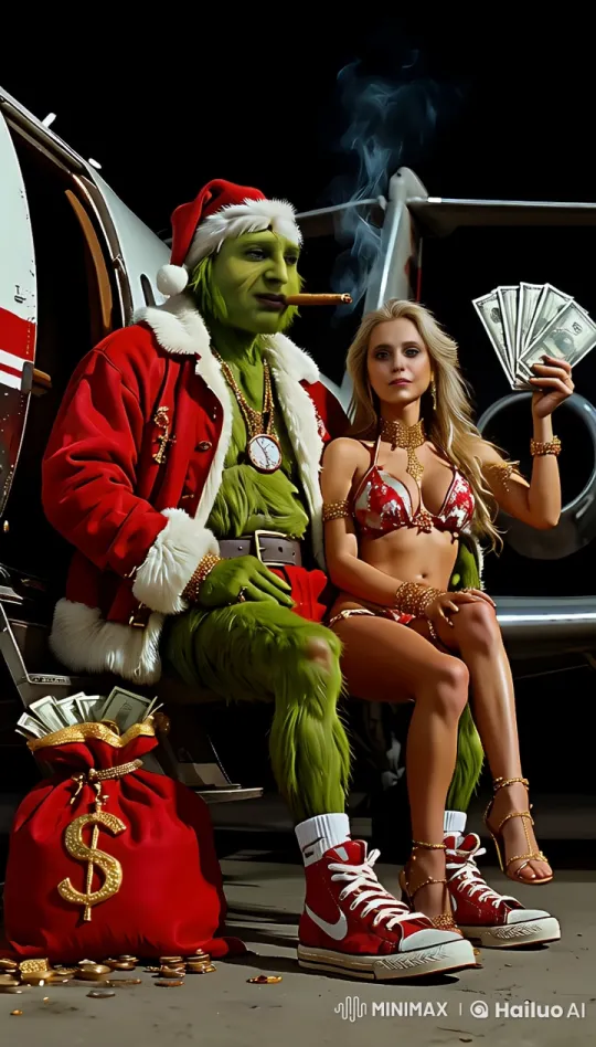 Live2D Animated Scene: Santa Interrupts Intimate Moment on Jet – AI Generated Video | Hailuo AI