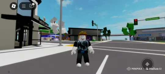 Roblox Character Ascends to Sky in Virtual Town Adventure – AI Generated Video | Hailuo AI