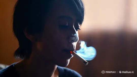 Intimate Portrait: Solitary Smoker in Soft Light – AI Generated Video | Hailuo AI